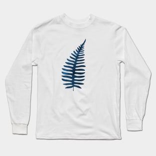 Blue Fern Leaf Long Sleeve T-Shirt